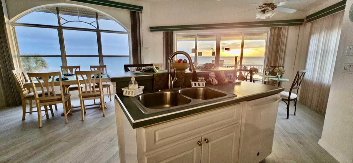 Open kitchen with a view toward the Gulf